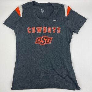 Nike Tshirt Womens Large Gray Orange OSU Oklahoma State University